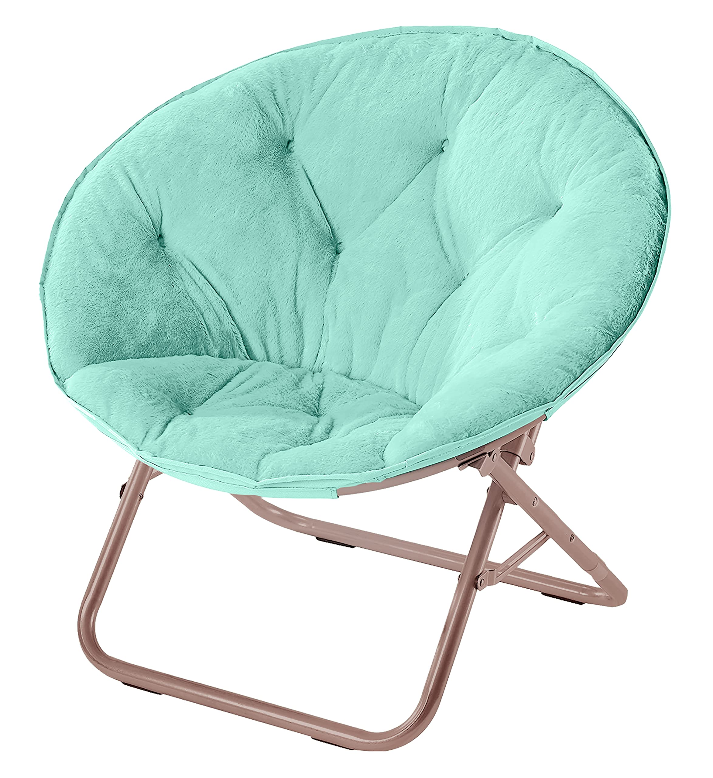 Urban Lifestyle Faux Fur Saucer Chair With Metal Frame, One Size, Mint